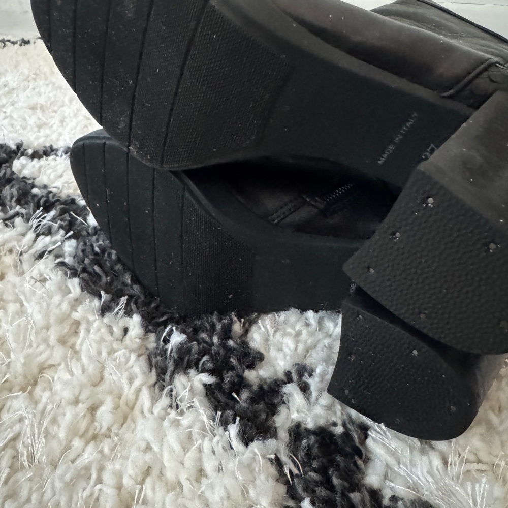 Women’s Dune Leather Almond Toe Block Heel Boots Black Size 37/6.5 - Picture 14 of 15